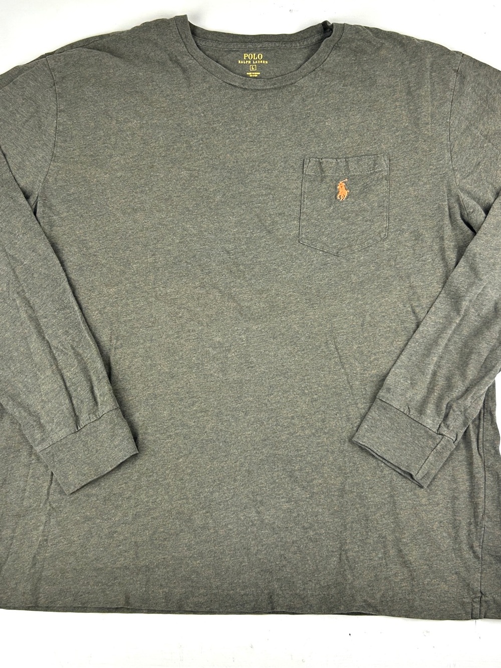 Polo Ralph Lauren Men’s long sleeve shirt size Large Green Brown Pony Logo